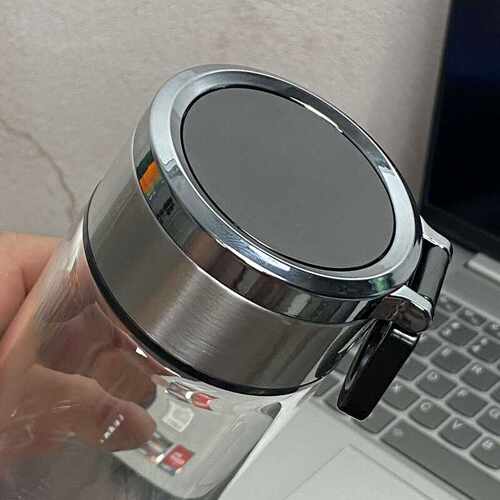 玻璃杯单层加厚男士泡茶杯子提环便携户外车载大容量水杯带盖 - 图1