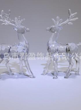 爆圣诞鹿挂件梅花鹿透麋水17晶鹿鹿商场橱明窗装品饰摆件网红发光