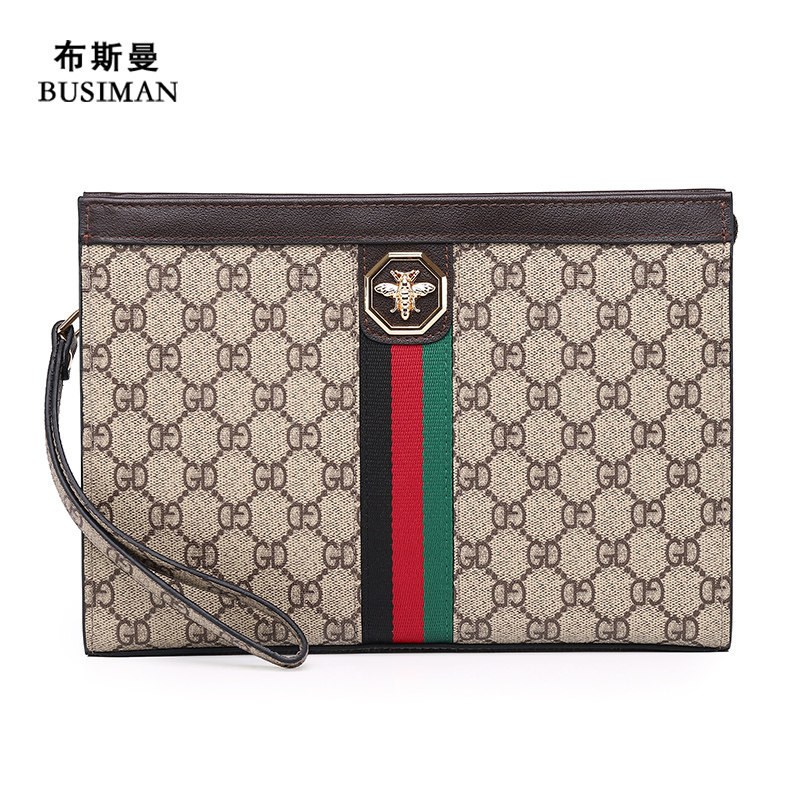 男士真皮2020新款潮牌老花手拿包 布斯曼男士包袋