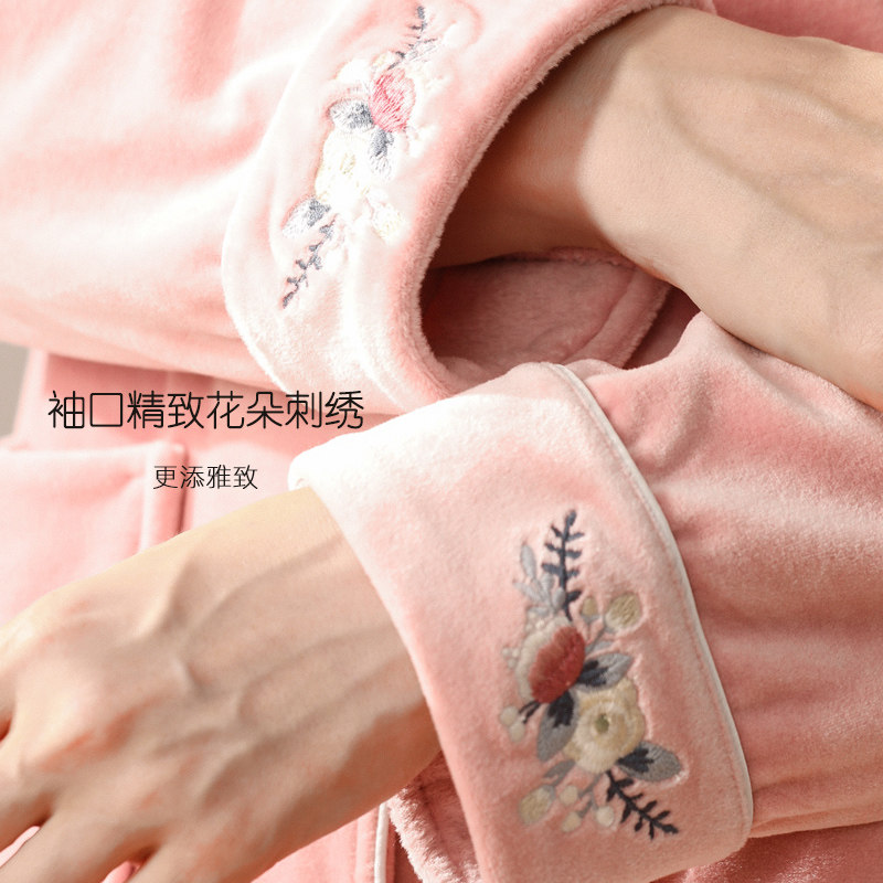 红豆居家服女士保暖套装宝宝绒睡衣 hodo红豆棉素睡衣/家居服套装