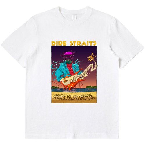 Dire straits插画印花t恤短袖夏季打底衫 - 图0
