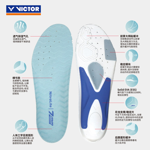 VICTOR胜利运动高弹力鞋垫减震吸汗超临界氮气发泡垫VT-XDCNLite - 图0