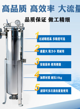 304/316L耐食品级双镜面化工食用油果汁饮料椰汁布袋式过滤器