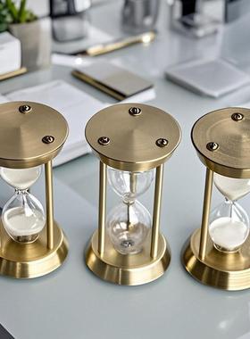 沙漏五金创意家俱摆件黑白沙经典计时器倒计时自装桌面玻璃