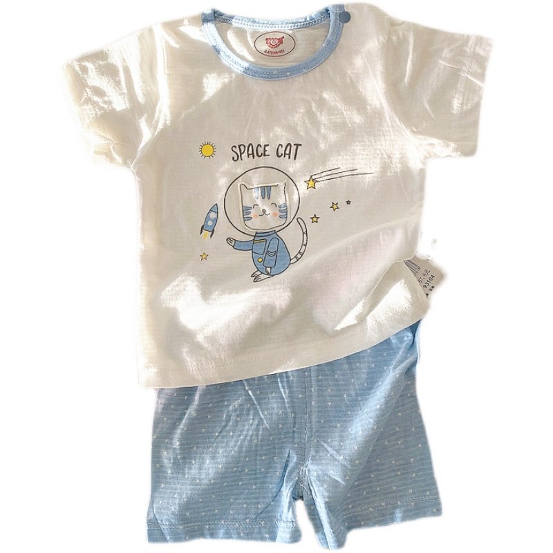 逗逗猴男女宝宝套装夏季新品婴幼儿卡通可爱短袖T恤短裤2件装纯棉,淘宝优惠券,粉丝福利购,淘宝优惠卷