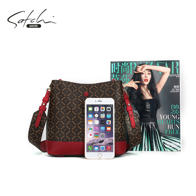 satchi /沙驰经典大容量pvc单肩包 satchi沙驰箱包女士包袋