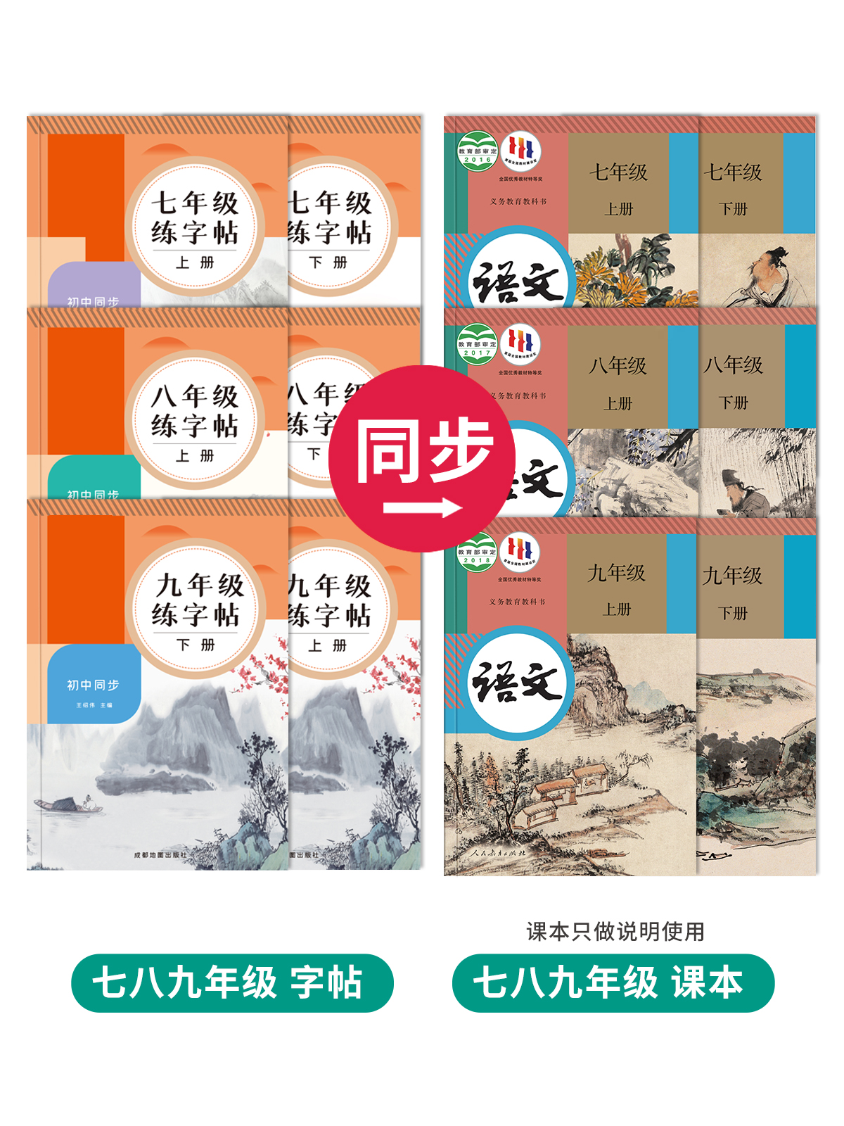 七八九年级语文字帖上册下册同步人教版初一练字帖贴小升初中学生初中生专用字帖练字每日一练正楷硬笔书法楷书临摹钢笔字练字本 - 图0