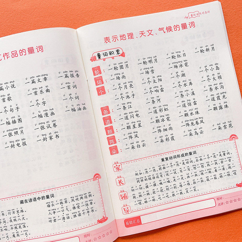 小学生量词动词大全重叠词训练本拼音练习册基础专项成语近义反义词多音字1-6年级语文重点知识语文知识大全