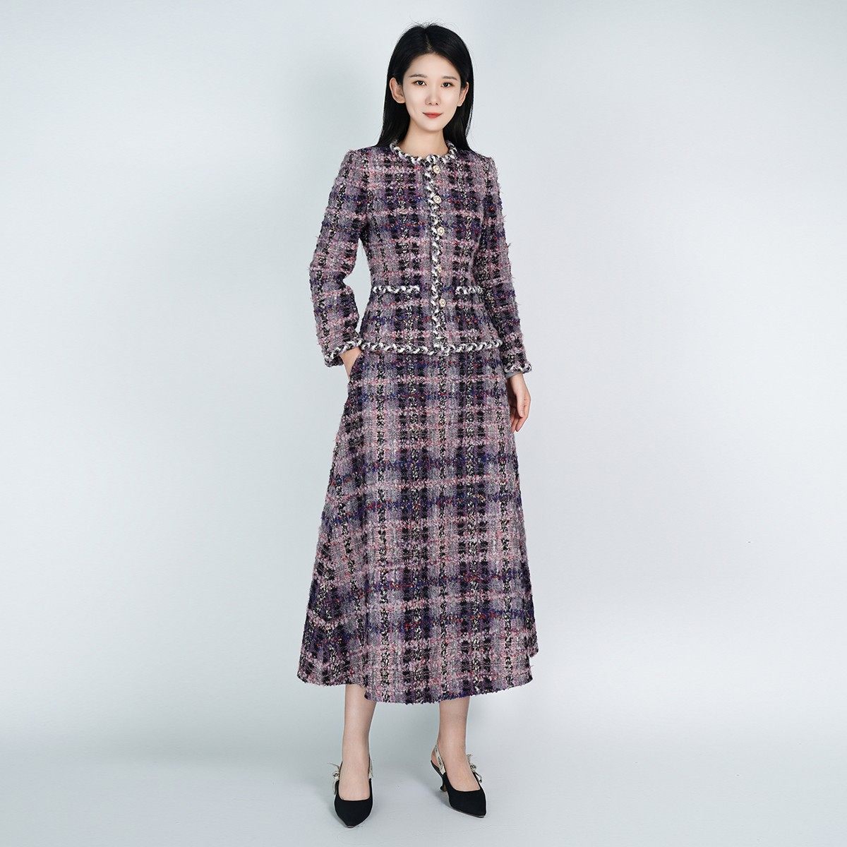 浒城古娘新款羊毛小香风气质优雅高定长袖新中式国风套装裙女春秋,淘宝优惠券,粉丝福利购,淘宝优惠卷