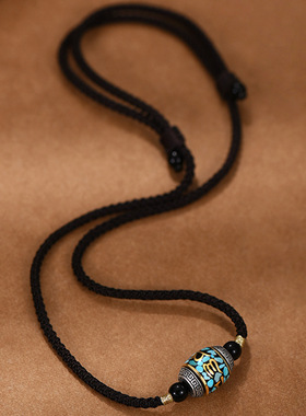 复古藏传六字真言转运珠项链天珠吊坠男女新款民族风潮时尚链挂绳