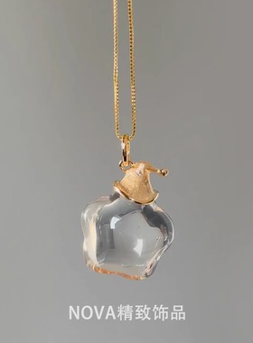 超可爱巫师帽星星人吊坠项链仿白水晶小众设计少女心锁骨链毛衣链