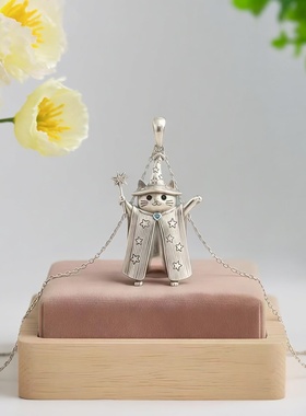 新款猫咪项链巫师猫吊坠魔法帽毛衣链饰品高级感秋冬氛围感锁骨链