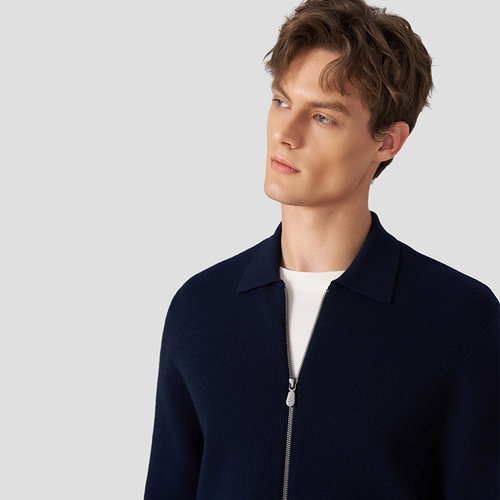 【7030】LAMPO/蓝豹男外套羊绒时尚翻领商务休闲百搭毛衣 - 图2