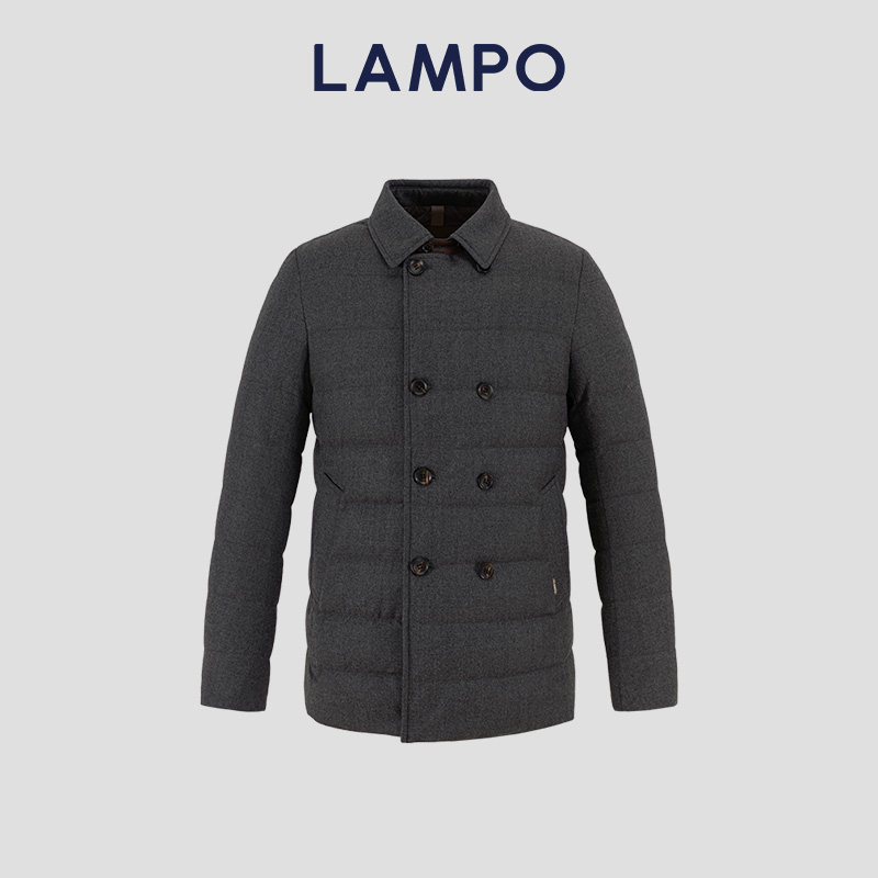 【羊毛】LAMPO/蓝豹男士羽绒服厚白鹅绒商务简约衬衫领外套男