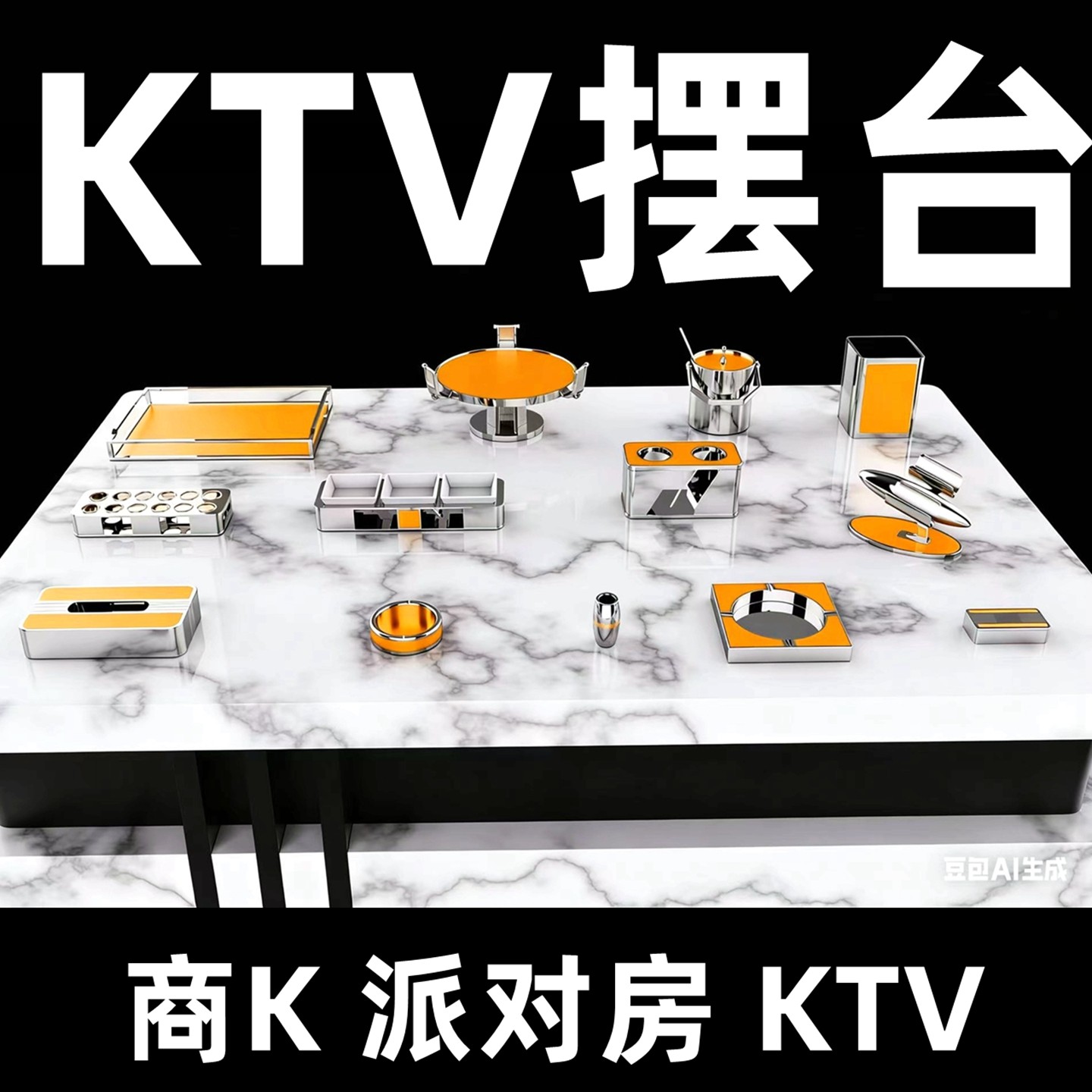 酒吧KTV包厢摆台套装不锈钢话筒架烟灰缸商K包房摆台全套果盘冰勺,淘宝优惠券,粉丝福利购,淘宝优惠卷