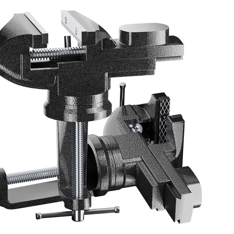 德力西台钳小型多功能家用万向迷你小台虎桌钳工作台桌平口台虎钳 - 图3