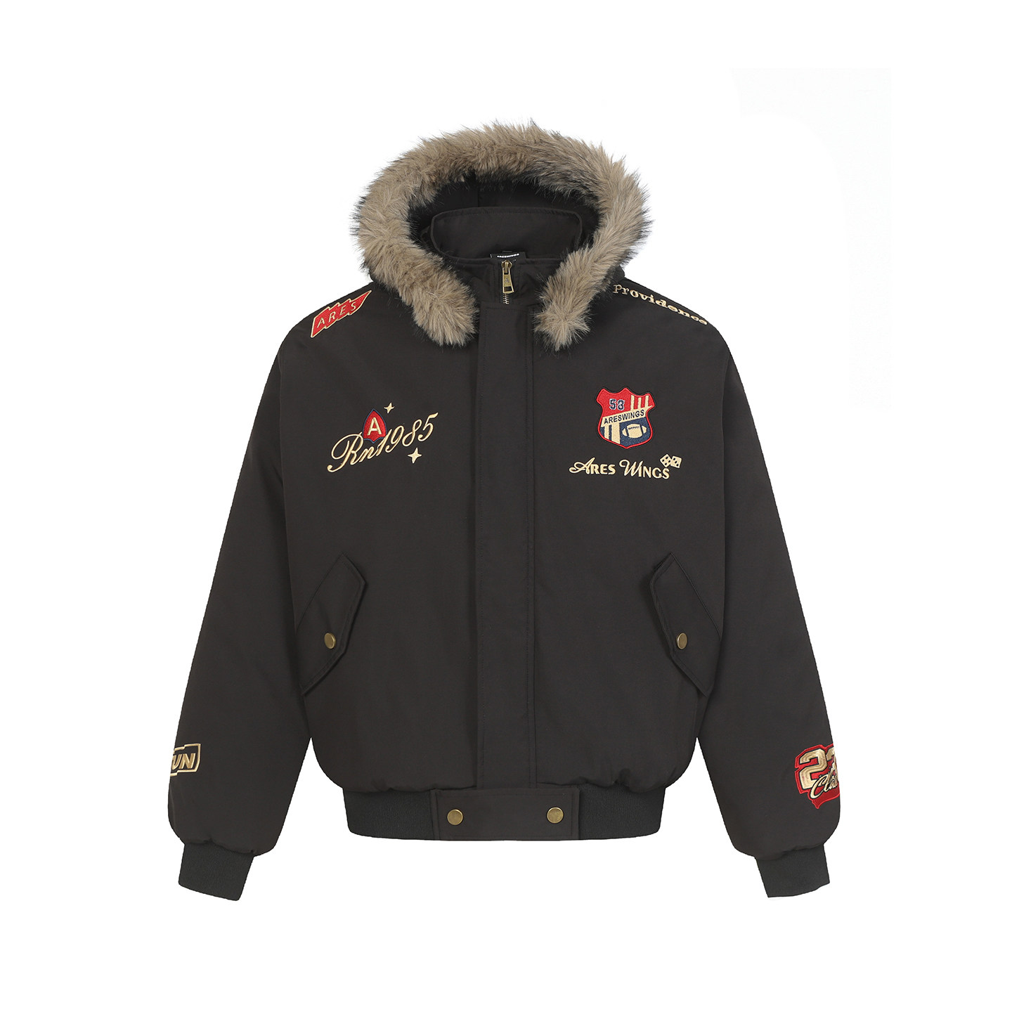 cemoliqi美式复古刺绣徽章座山雕棉衣男冬季加厚保暖飞行夹克棉服