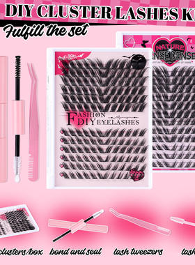 144 clusters of slanted flying cat and fox eyelashes 12-18mm