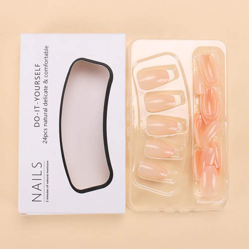 24pcs/set short fake nails for women girls gradient nude pin - 图2