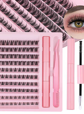 Adhesive tweezers set with 120 clusters of eyelashes假睫毛