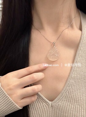 白玉髓s925纯银清新项链
