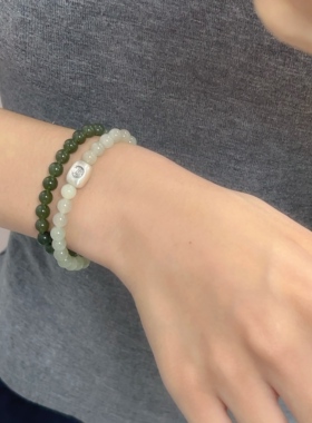 天然正品和田玉999足银手串手链