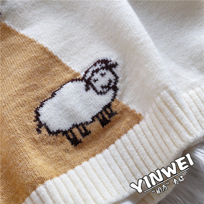 马甲秋冬宽松外穿v领无袖针织毛衣 茵蔚马夹