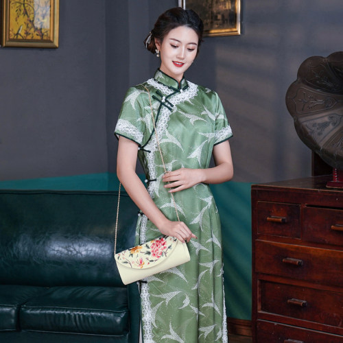教师节送老师旗袍包包宴会手包女中国风婚礼中式手拿包真丝妈妈 - 图2