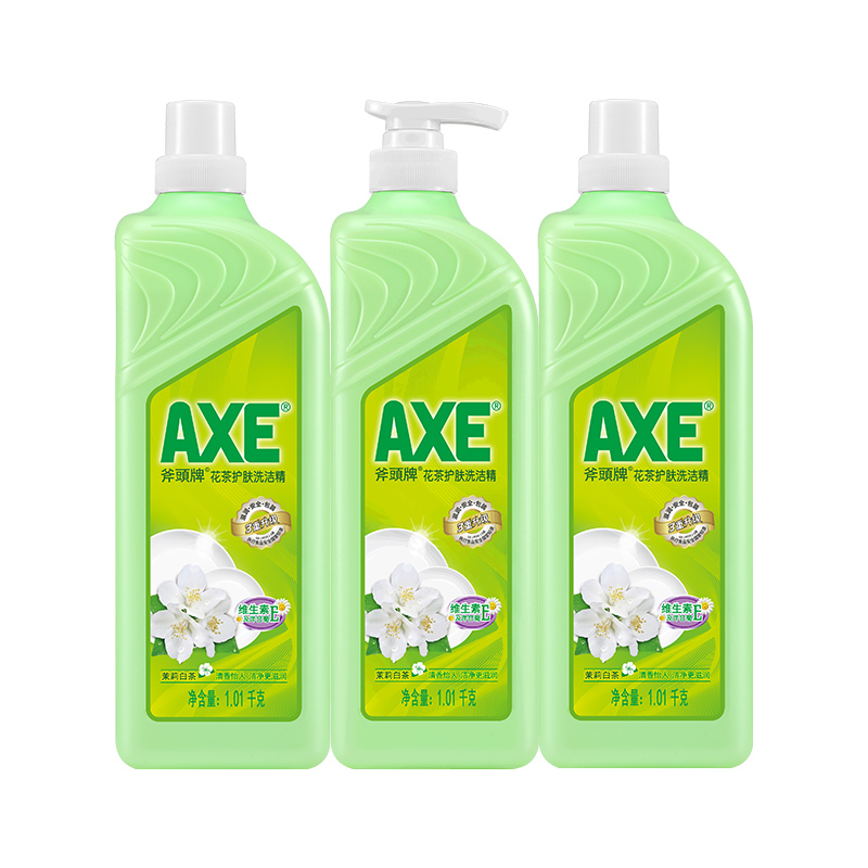 AXE/斧头牌洗洁精家用家庭装茉莉花茶1.01kg*3瓶除菌去油可洗果蔬_AXE斧头牌企业店_洗护清洁剂/卫生巾/纸/香薰-第1张图片-提都小院