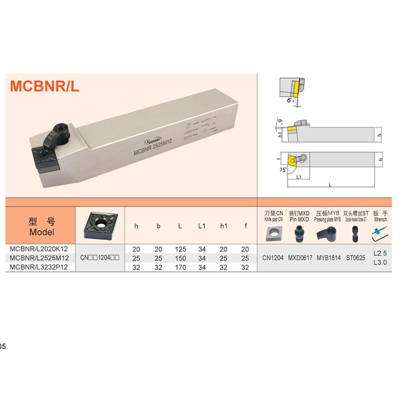数控刀杆75度外圆车刀杆悍狮霸MCBNR/L2020K12/2525M12车床车刀 - 图2