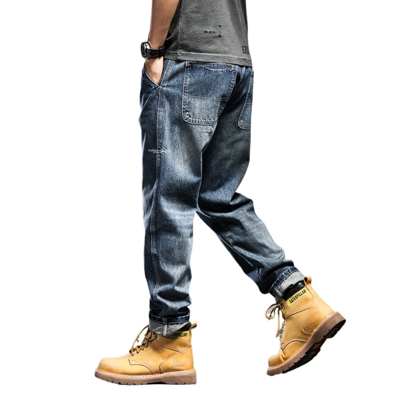 重磅美式复古男士宽松直筒牛仔裤 狂野骑士牛仔裤