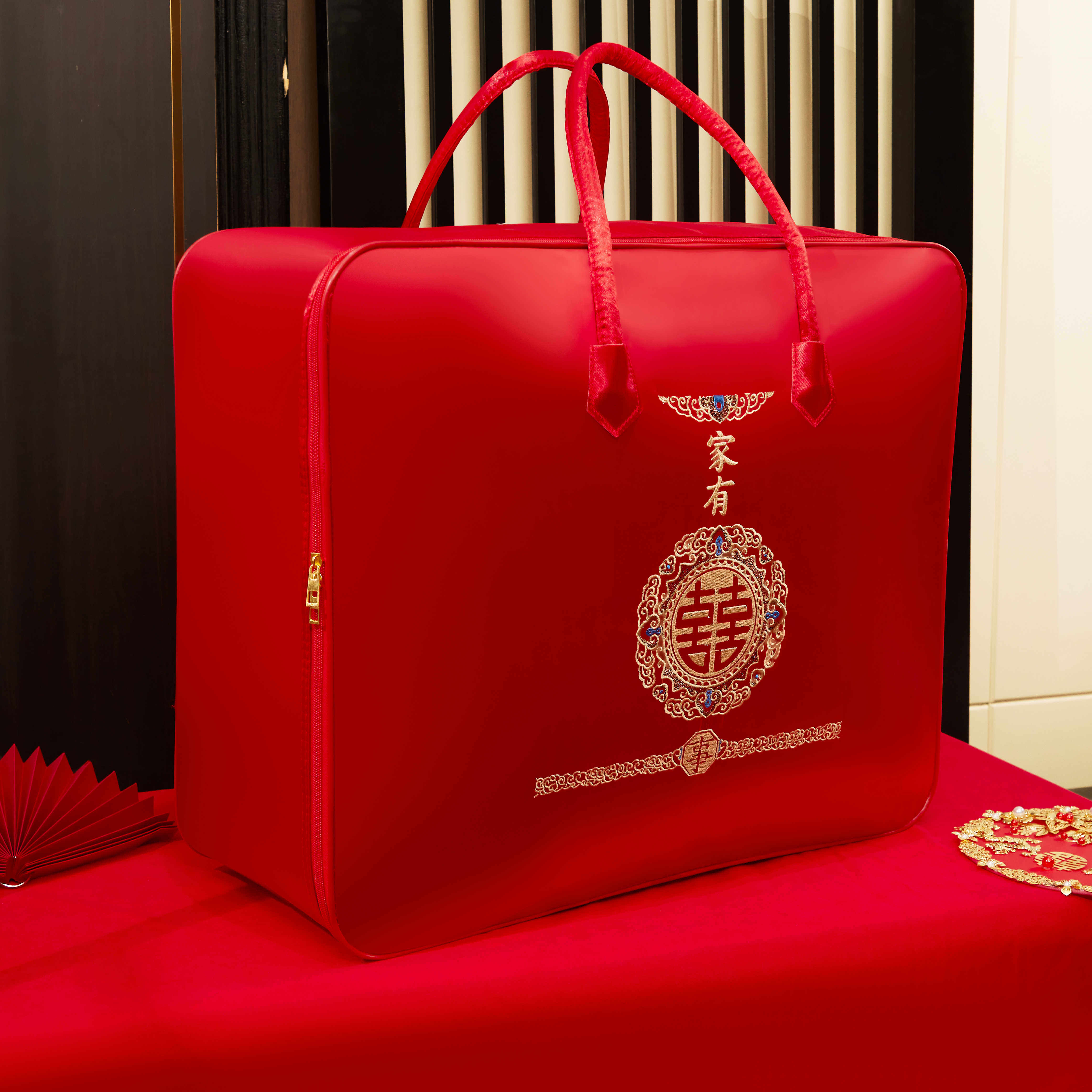 婚庆结婚被子收纳袋子陪嫁棉被包装袋牛津布喜被手提袋红色四件套,淘宝优惠券,粉丝福利购,淘宝优惠卷