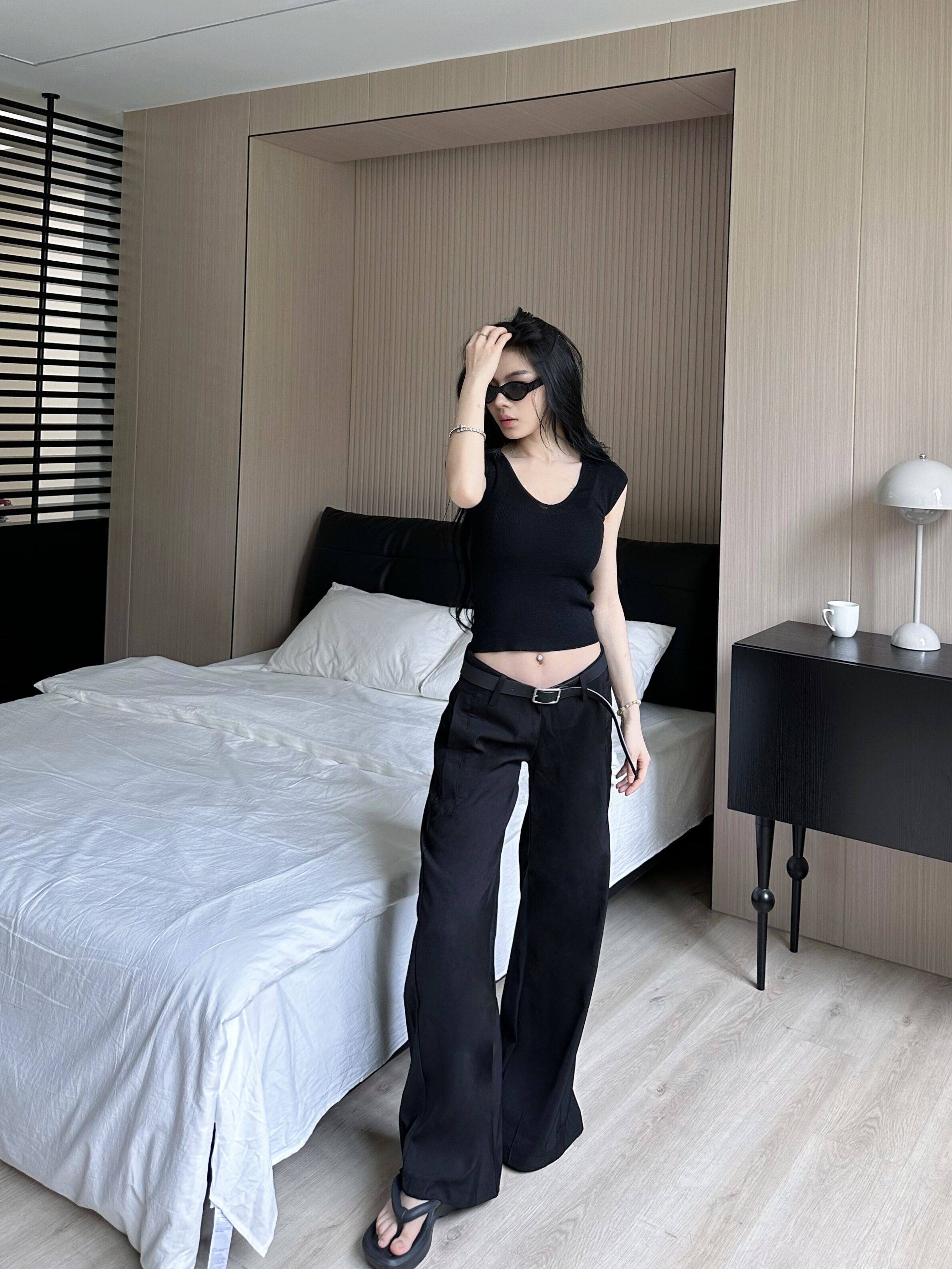 BlackRose姐姐别太直休闲阔腿拖地百搭韩版显瘦低腰中性西装裤