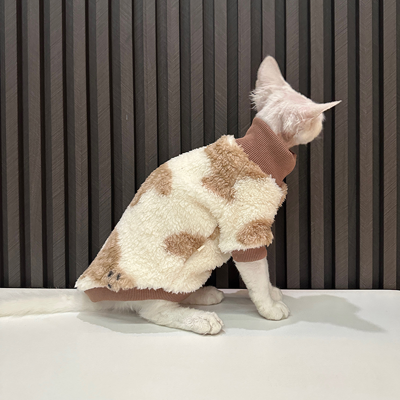 自发热保暖双面绒睡衣任发财无毛猫衣服斯芬克斯猫德文衣服 - 图3