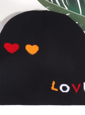 纽约欧美街头休闲百搭时尚LOVE字母提花针织帽现货秋冬户外保暖