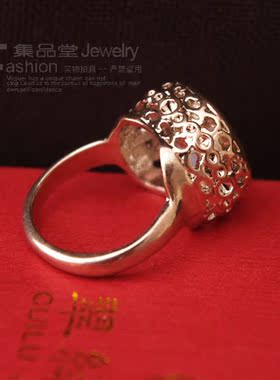 韩国欧美风夸张月光石镂空大戒指