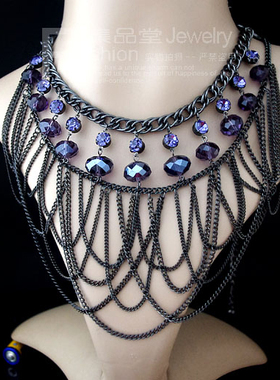 欧美款波西米亚风多色合金大项链