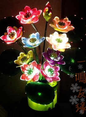 七彩摆件水晶佛堂观音长明灯