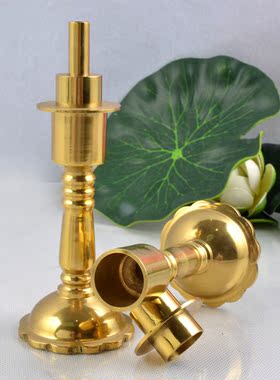 纯铜复古灯座烛台佛具用品