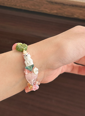 猫猫物语｜一加一shop原创设计捷克珠小猫弹力绳串珠手链可爱小众