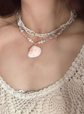 海边日记｜一加一shop原创手绘贝壳项链女串珠海边配饰小众设计感