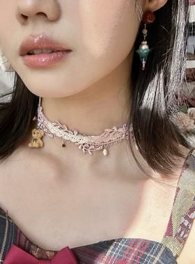 原创蕾丝小熊choker可爱百搭