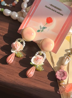 蔷薇绮梦｜一加一shop原创设计复古玫瑰耳饰小众耳钉女无耳洞春夏