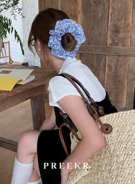 森系少女感条纹刺绣肠圈