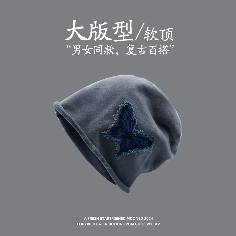 GULESWYCAP复古大头围堆堆帽子女酷飒百搭保暖显脸小包头冷帽男潮 - 图1