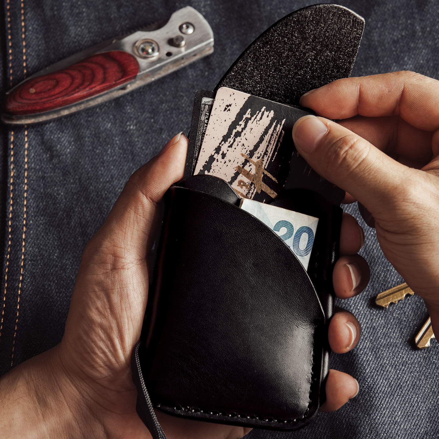 吉卡尼植鞣皮纯手工卡包编绳复古真皮零钱卡套证件潮钱包卡套一体 - 图2