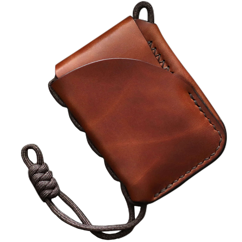 吉卡尼植鞣皮纯手工卡包编绳复古真皮零钱卡套证件潮钱包卡套一体 - 图3