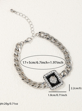 一条时尚个性几何圆形方形蜂蜜狮子镶钻手链