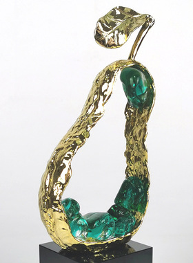 绿色玻璃苹果雪梨水晶桌面摆件酒柜电视柜家居饰品吉祥轻奢新创意