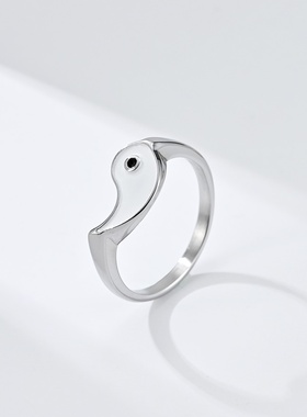 千风创意新款太极图阴阳鱼钛钢戒指环男女分体组合不锈钢情侣对戒